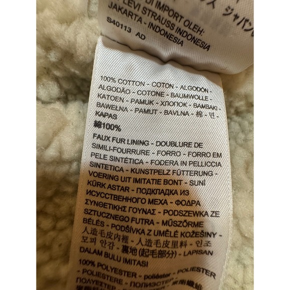 Levis Mens Sherpa Lined Trucker Jacket Olive Brown Canvas Size XL - Picture 10 of 12